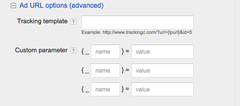 AdWords tracking template