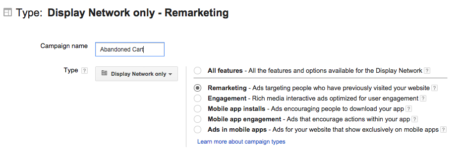 Remarketing Campaign Type