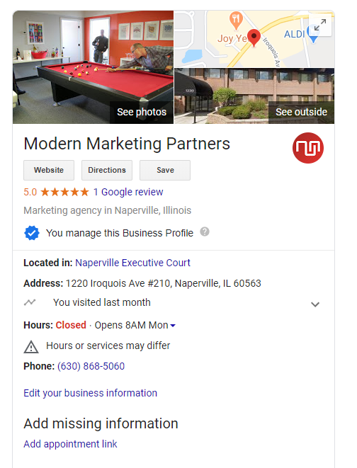 Modern Marketing Parthers on Google my Business