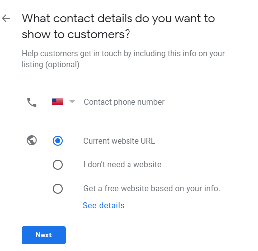 Add contact Details in Google my Business